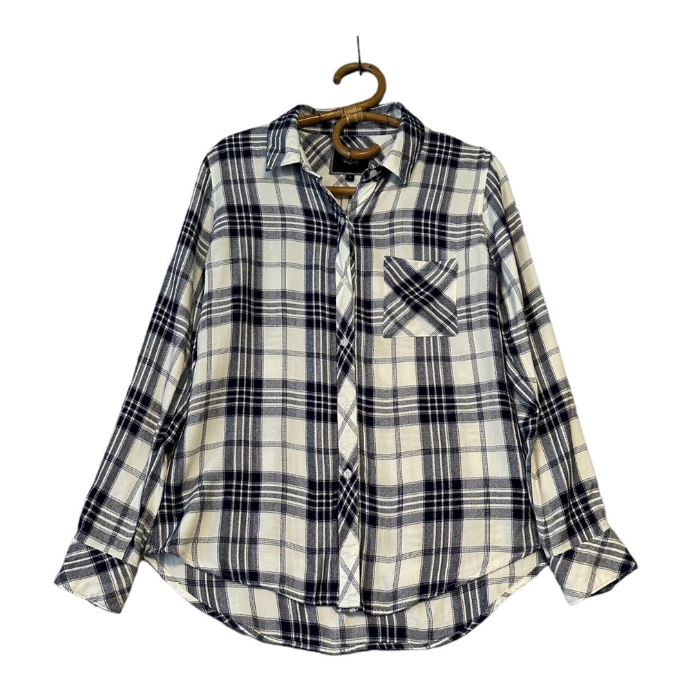 Rails | Hunter Plaid Button Front Shirt White Navy Size S